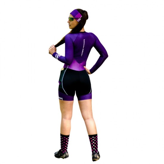 Macaquinho Manga Longa Horse Power Ciclismo Elite- Feminino - F139 Roxo